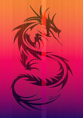Dragon Silhouette on Gradient Background