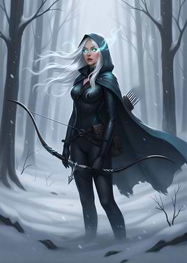 Winter Archer in Snowy Forest