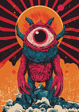 One-Eyed Monster with Cosmic Background