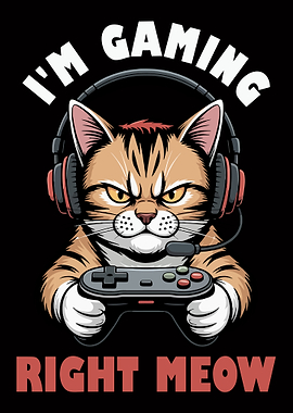 Gaming Cat with Headset and Controller