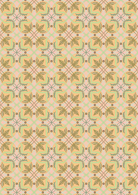 Floral Pattern with Leaves and Circles