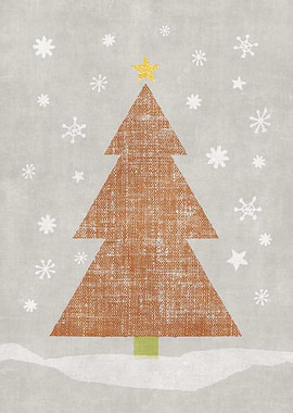 Minimalist Christmas Tree with Snowflakes