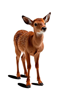 Fawn standing on white background