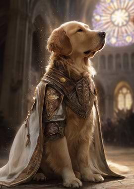 The Radiant Paladin – Golden Retriever Guardian