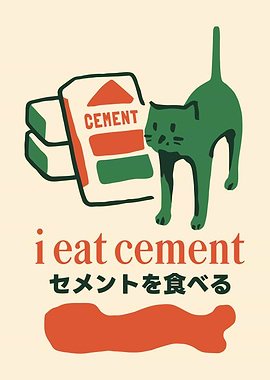 I Eat Cement - Japanese Meme Poster
