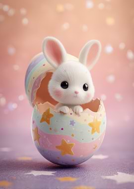 Cute Bunny in Easter Egg
