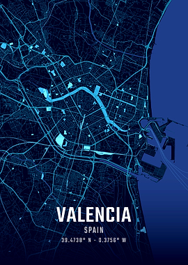 Valencia Midnight City Map