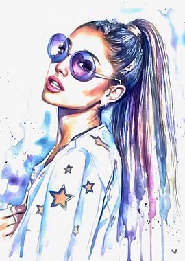 Watercolor Portrait of Woman with Sunglasses