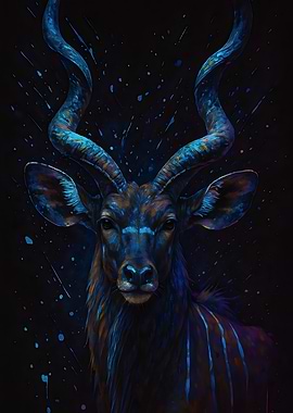 Nyala Antelope – Neon Wildlife Portrait