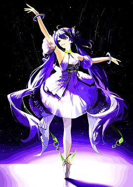 Anime Ballerina in Purple Dress