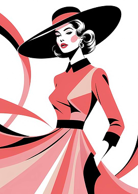 Elegant Woman in Hat Illustration