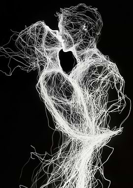 Abstract Kissing Couple Line Art