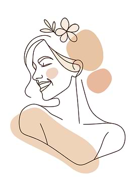 Minimalist Woman Line Art with Flower