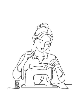 Woman sewing with sewing machine