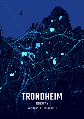 Trondheim Midnight City Map