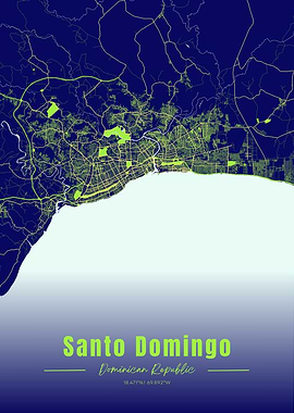 Santo Domingo Map Art Print