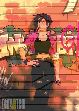 Anime Girl with Graffiti Background