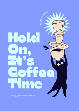 Coffee Time Cat Balancing Act