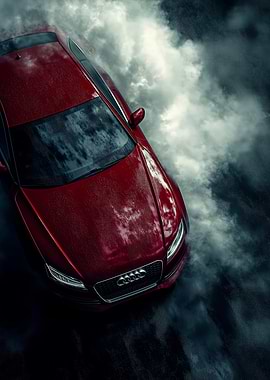 Red Audi in Smoke