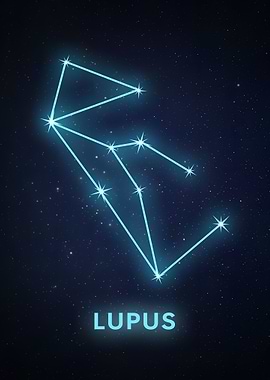 Lupus Constellation on Starry Night Sky