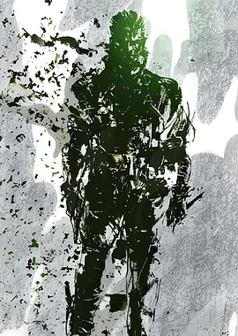 Abstract Figure in Green and White