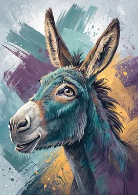 Colorful Donkey Portrait