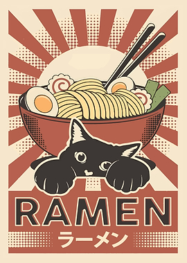 Cat and Ramen Bowl