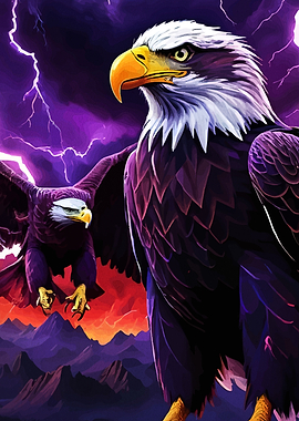 Majestic Eagles Stormy Landscape
