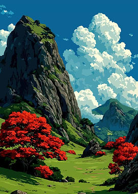 Anime Style Mountain Landscape