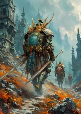 Armored Knights in a Ruined City