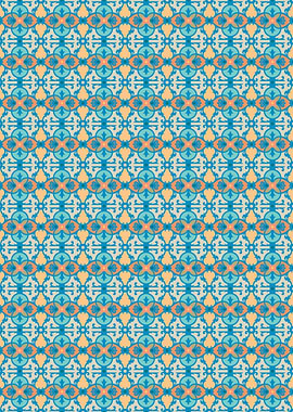 Ornamental Pattern in Blue and Beige