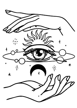 Mystic Eye and Hands Illustration