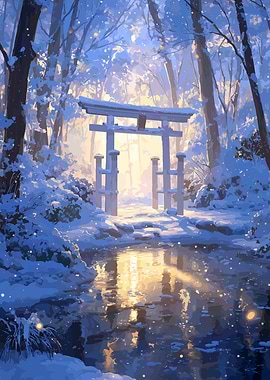 Winter Torii Gate Landscape