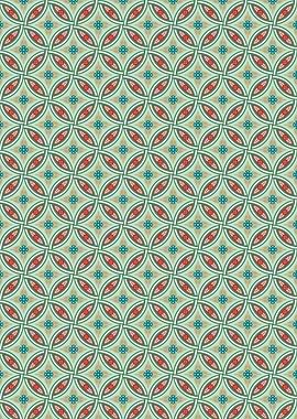 Repeating Geometric Pattern with Floral Accents