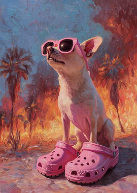 Chihuahua in Pink shoes and Sunglasses