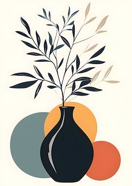 Minimalist Vase with Branches Illustration