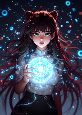 Anime Girl with Magic Orb
