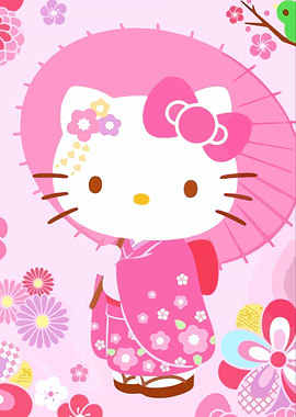 Hello Kitty in Kimono with Umbrella
