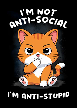 Anti-Social Cat Cartoon