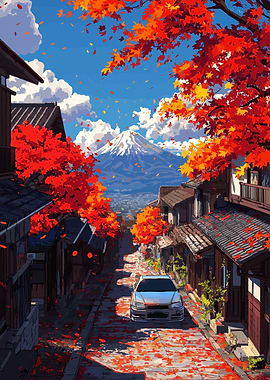 Autumn Car Mount Fuji