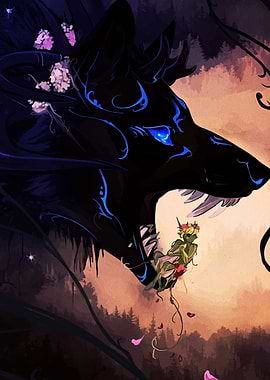 Fantasy Wolf and Fairy Artwork