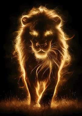 Fiery Lion Digital Art