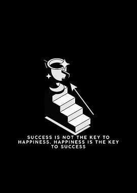 Success and Happiness Monochrome Illustration