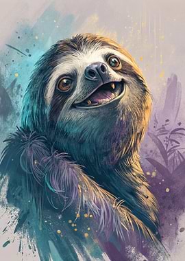Smiling Sloth Portrait