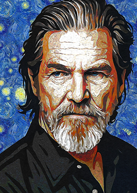 Jeff Bridges Portrait in Van Gogh Style