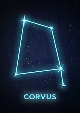 Corvus Constellation on Starry Night Sky