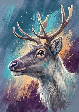 Watercolor Reindeer Portrait
