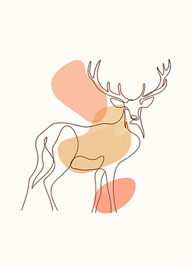 Minimalist Deer Line Art