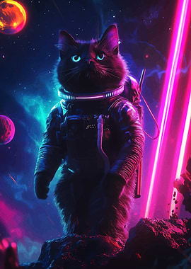 Astronaut Cat Space