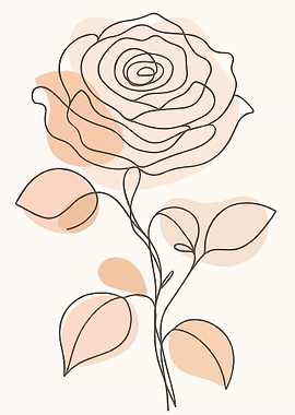 Minimalist Rose Line Art
